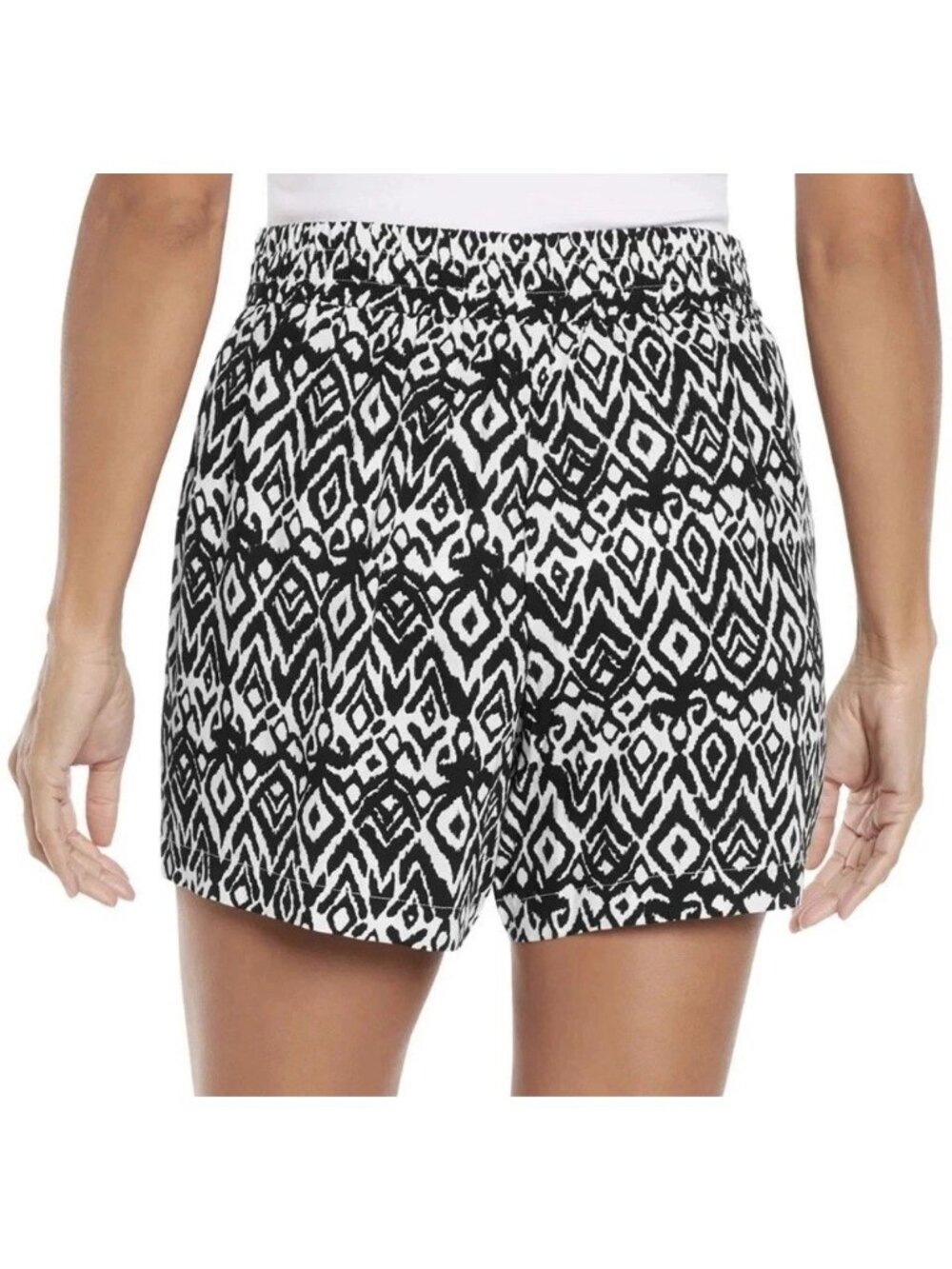 Wildfox Women's L Black & White Ikat Print Rayon Shorts M1164 - Picture 3 of 10